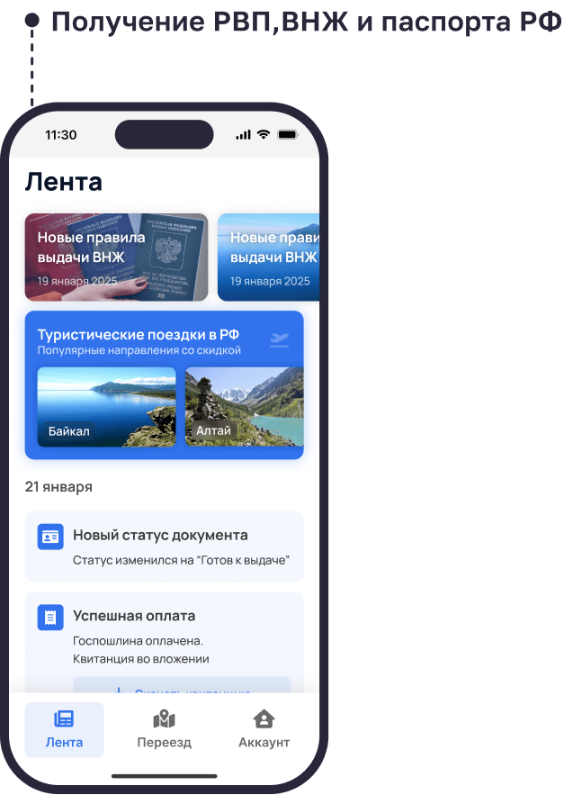 Получение РВП,ВНЖ и паспорта РФ